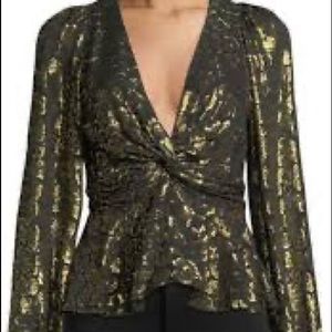 A.L.C. Black and Gold Blouse, Size 10